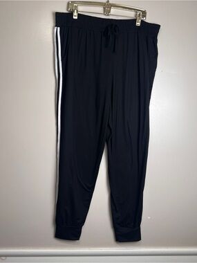 LA Winner Women’s Black Jogger Pants with White Stripes, Size 2XL, EUC